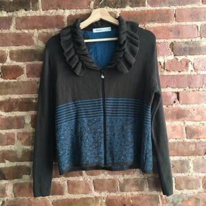 Skovhuus Zipper Ruffle Corset Cardigan Sweater Size Medium
